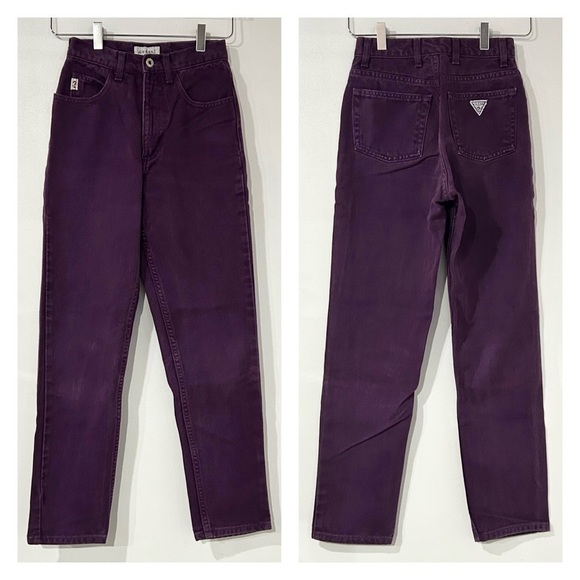 Vintage 90s Guess Purple High Rise Tapered Straight Mom Jeans‎ 23/24